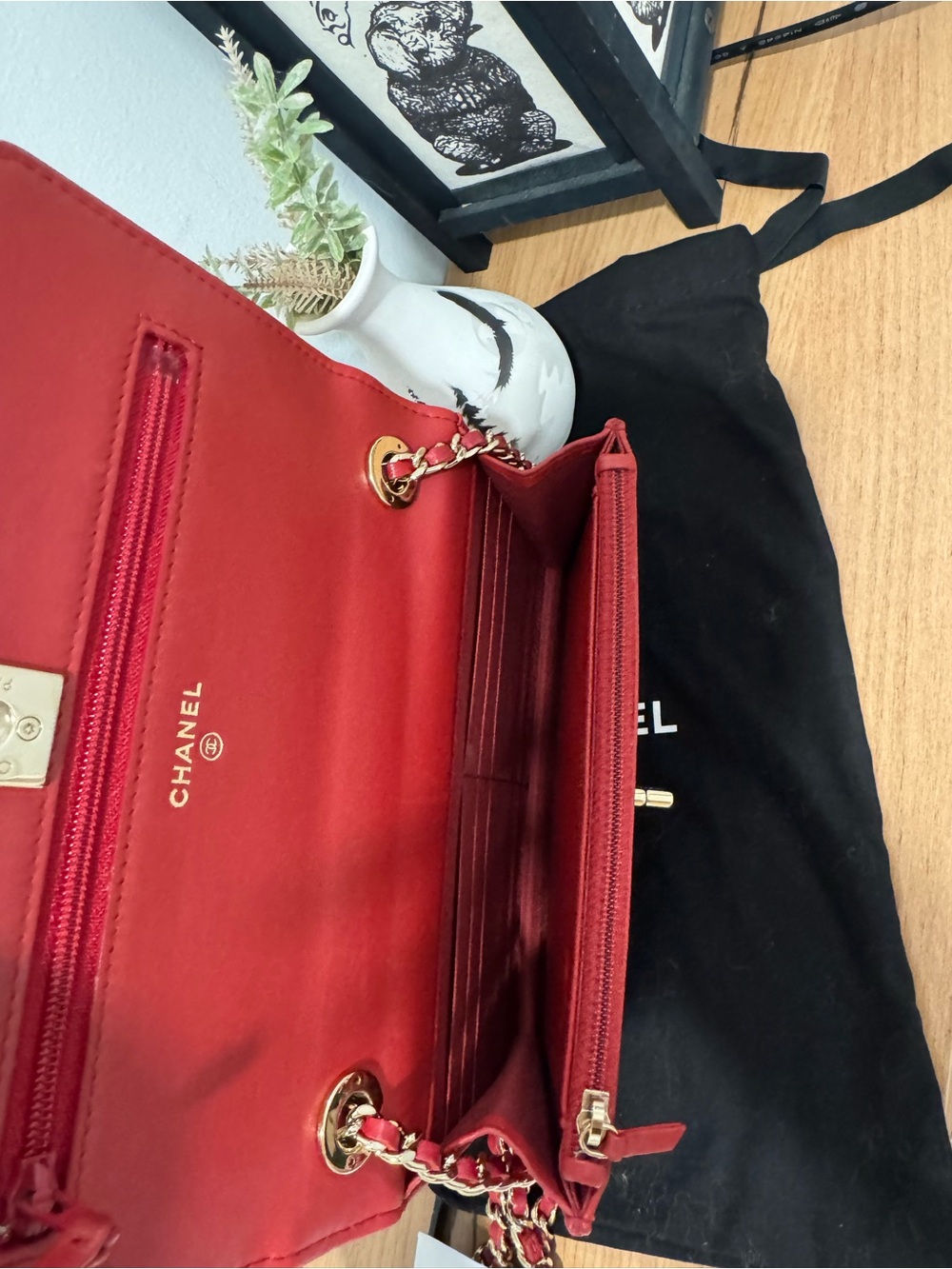 CHANEL Trendy Wallet on a Chain, Red Quilted Lambskin with Gold, 26 Series - Picture 12 of 13
